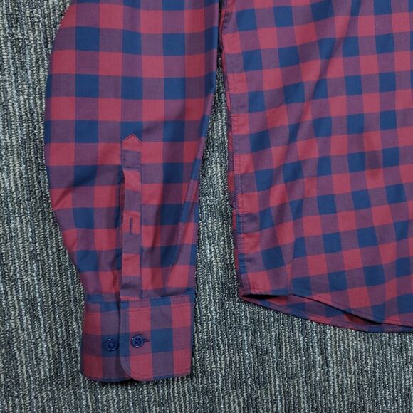 Twillory Shirt Mens XL Red Blue Plaid Button Up Untuckable Tailored Fit Cotton - Picture 6 of 13